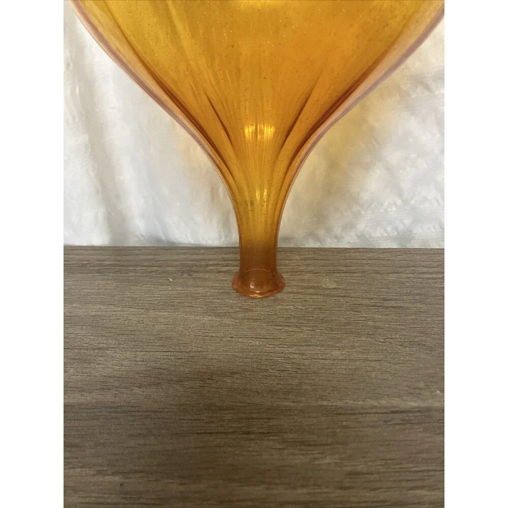 Vintage Amber Hand-Blown Glass Hot Air Balloon Ornament – Glitter Inside – ~10″